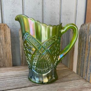 Indiana Glass Tiara Exclusives Lime Green Carnival Pitcher